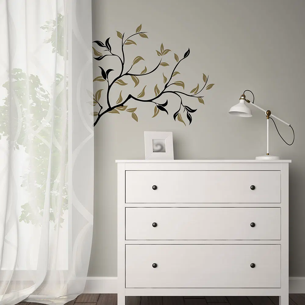 Χρυσά κλαδιά βινυλίου αυτοκόλλητα τοίχου
